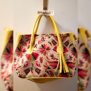 Yellow printed artesanal style bag